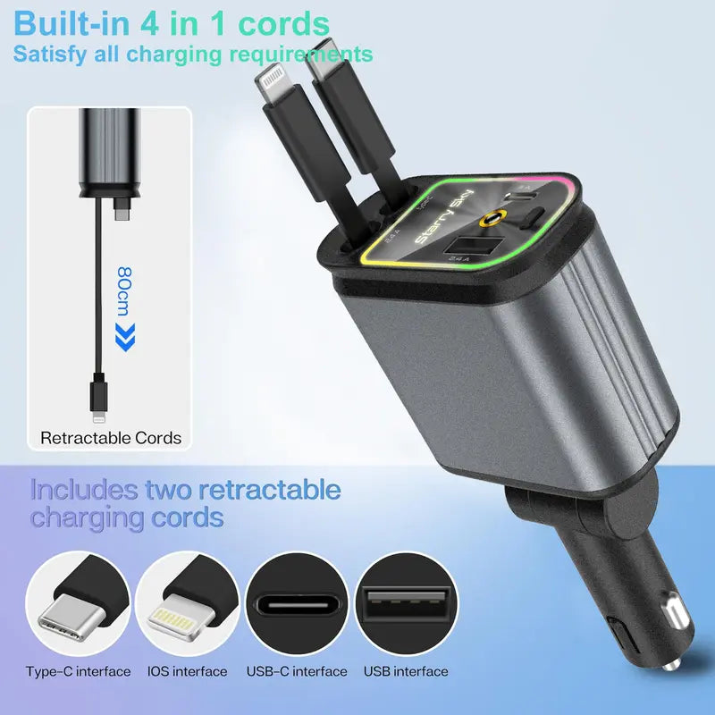 【Star Headliner】4 in 1 Retractable Car Charger