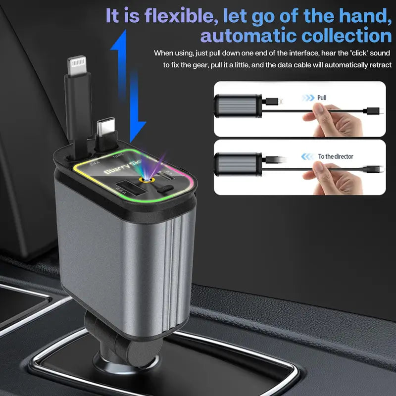 【Star Headliner】4 in 1 Retractable Car Charger